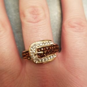 Western Rhinestone Belt Buckle Ring sz 6